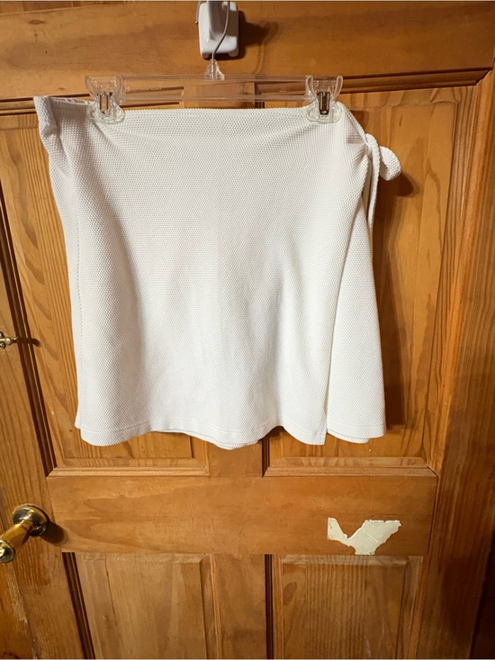 Pants - Women's White Knit Tie-Side Skirt